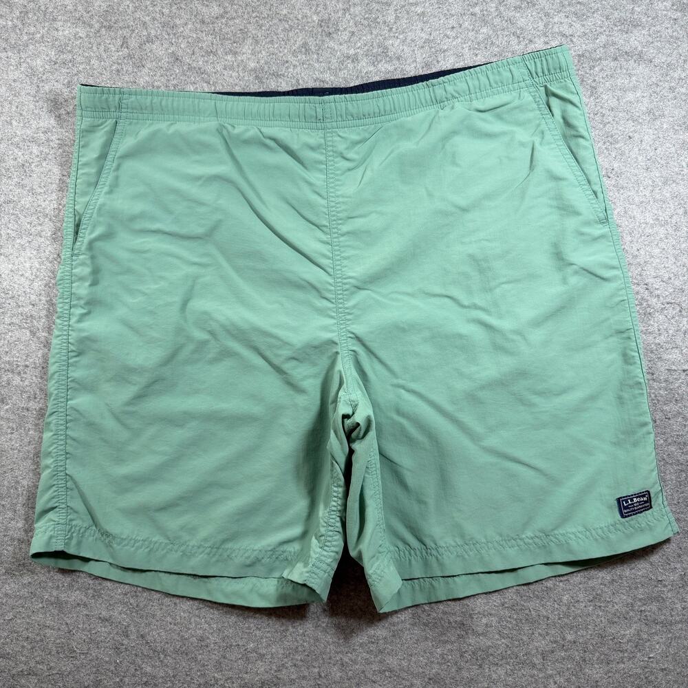 L.L.Bean Board Shorts Mens L Sage Green Elastic Waist Flap Pocket Swim Outdoor